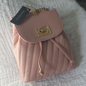 Bebe Blush Quilted Backpack with Gold Accents
